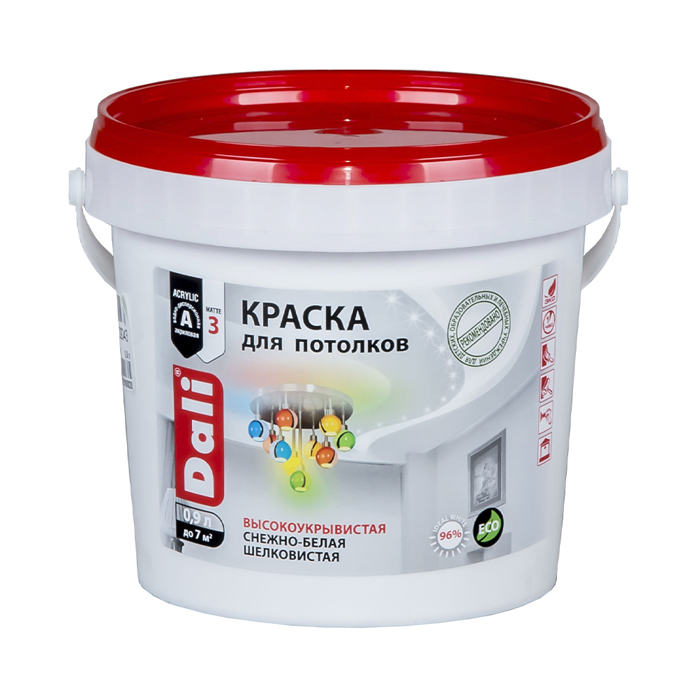 Краска "Dali" для потолков снежно-белая 0,9 л