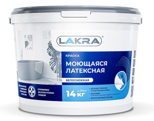 Краска "Lakra" латексная влагостойкая Белоснежная 14 кг