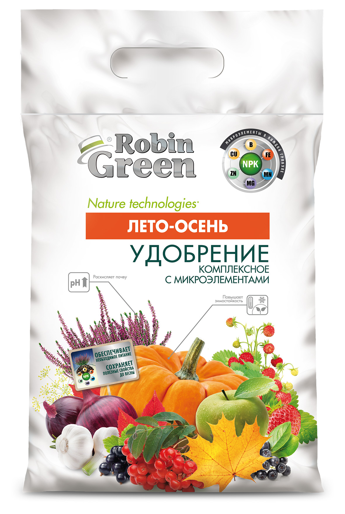 Удобрение сухое Робин Грин минеральное гранулированное Лето-Осень 5кг