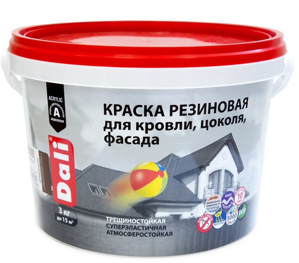 Краска "Dali" резиновая серый графит 3 кг