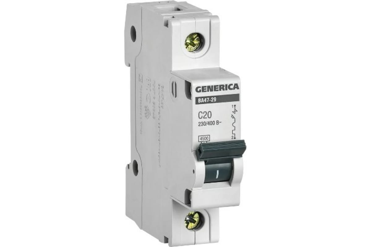Выключатель автоматический GENERICA 1п 20А С IP20 4,5кА