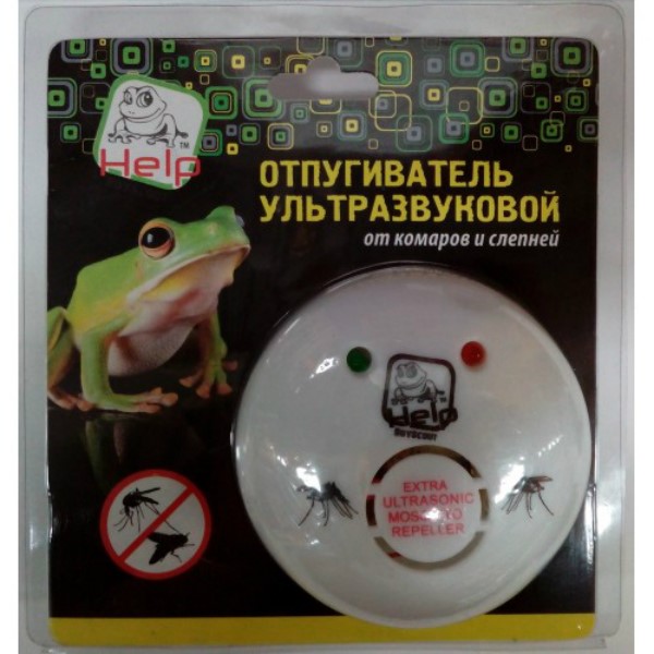 Отпугиватель "Help" комаров и слепней ультразвук 220В. 10*10*4,5 см.