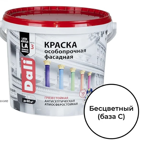 Краска "Dali" фасадная особопрочная База С 2,5 л