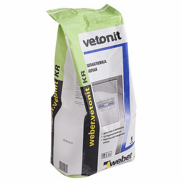 Шпатлёвка полимерная финишная "Vetonit" KR для стен и потолков 5 кг. (3 шт./под.)