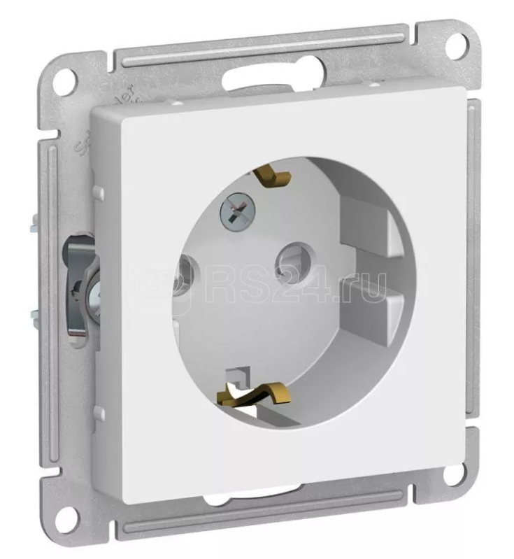Механизм розетки СП SYSTEME ELECTRIC Atlas Design 1-м 16А IP20 с/з, защ.шторки, белый