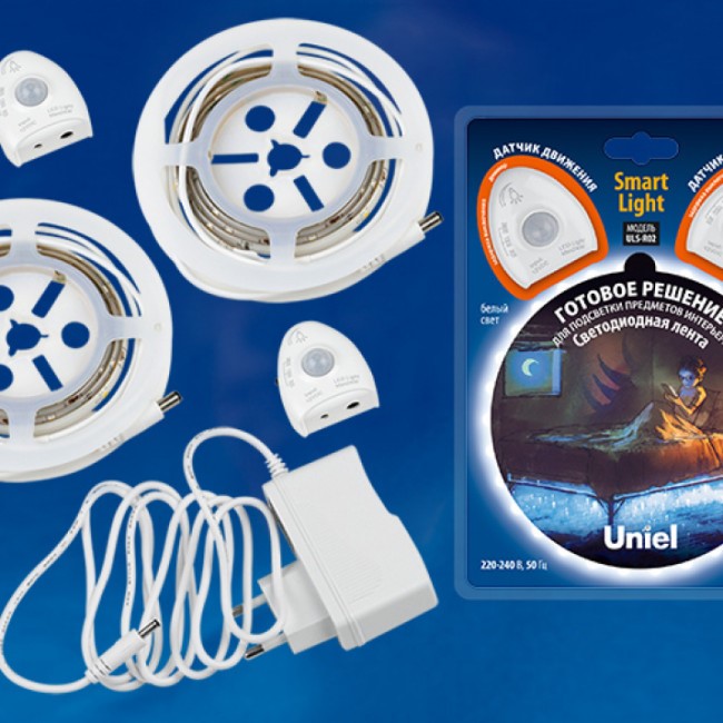 Комплект светодиодной ленты UNIEL ULS-R02-6W/4000K/1,2Mx2/DIM SENSOR Smart Light самокл