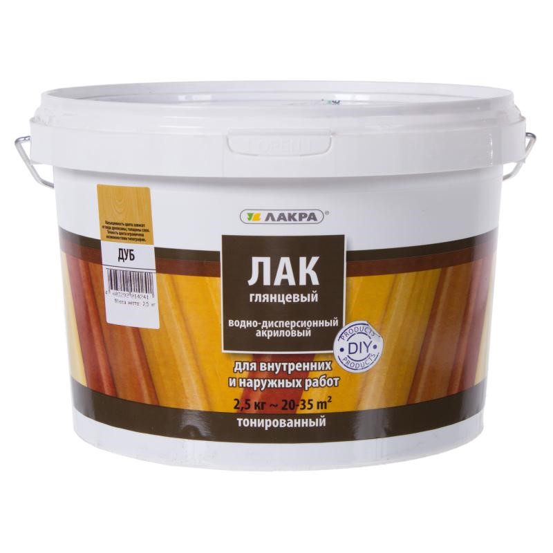 Лак в/д "Лакра" тонированный Дуб  2,5 кг