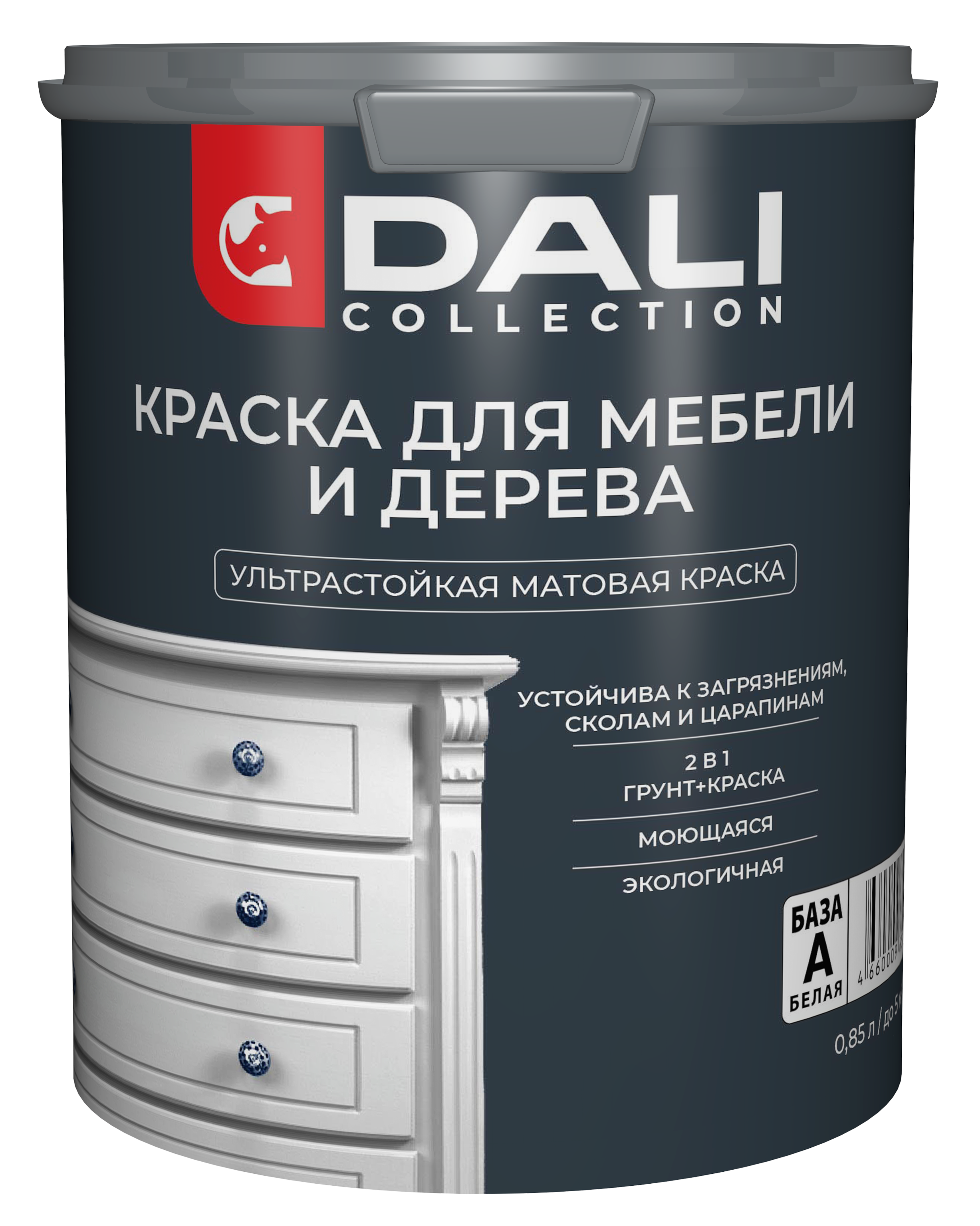 Краска "Dali" для мебели 2 в 1 База С 0,85 л