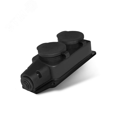 Колодка розеточная UNIVERSAL 2-м 16А IP44 с/з, черная