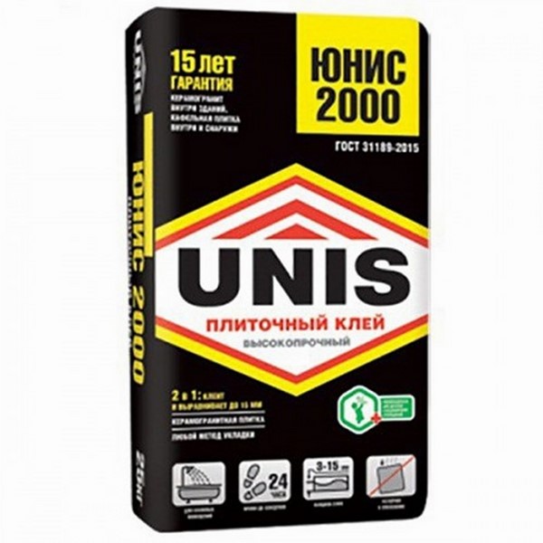 Клей для плитки "Юнис" 2000 25 кг.( 48 шт./пал)