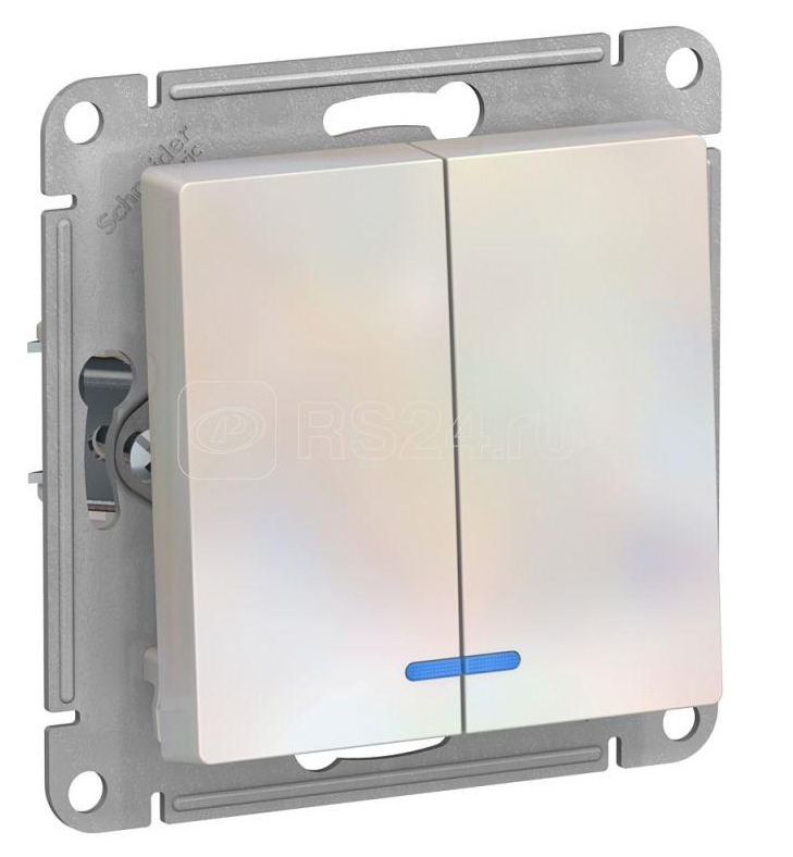 Механизм выключателя СП SYSTEME ELECTRIC Atlas Design 2-кл 10А IP20 с индикатором, жемчуг