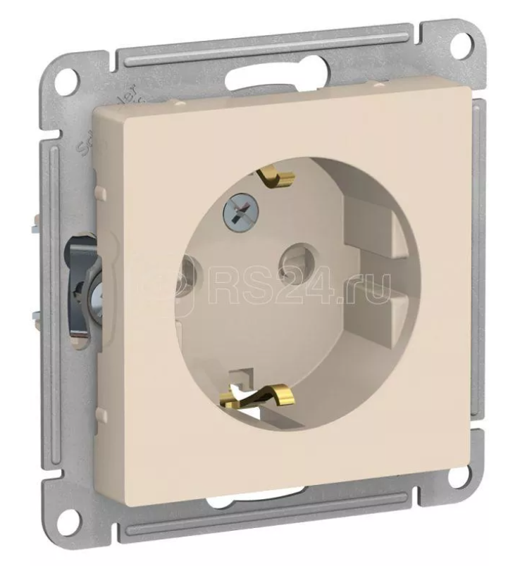 Механизм розетки СП SYSTEME ELECTRIC Atlas Design 1-м 16А IP20 с/з, защ.шторки, бежевый