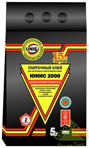 Клей для плитки "Юнис" 2000  5 кг.( 6 шт./уп.)