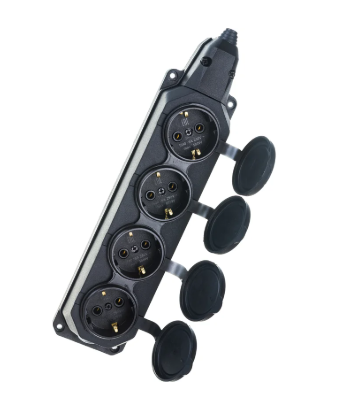 Колодка розеточная ЭРА Б0044546 4-м 16А IP44 с/з, черная