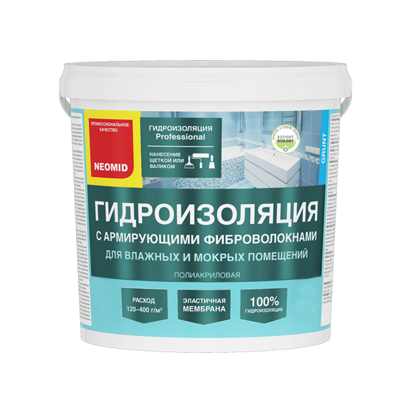 Гидроизоляция "Neomid" с армирующими фиброволокнами 3 кг
