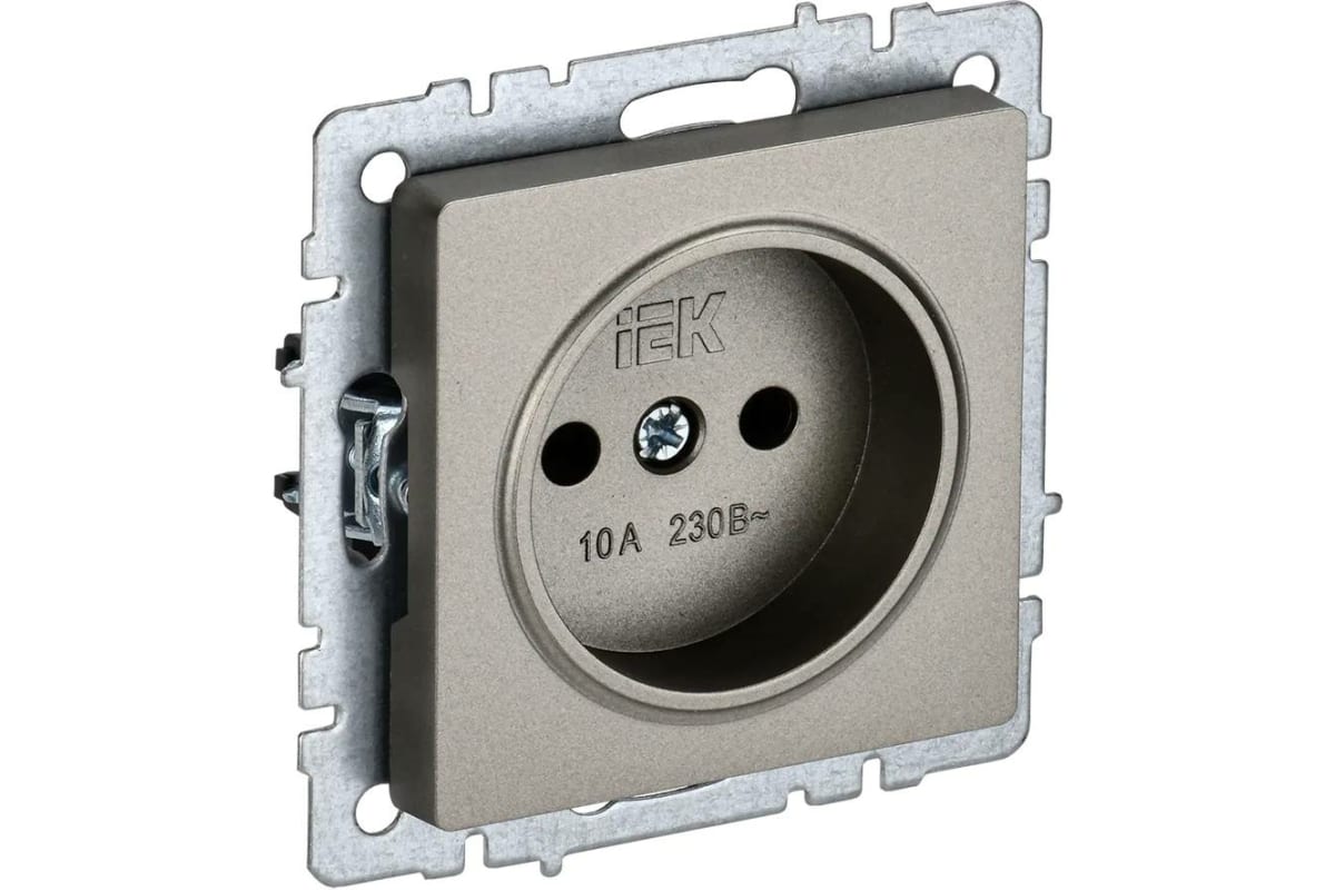 Механизм розетки СП IEK Brite 1-м 16А IP20 б/з, шампань