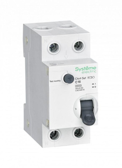 Выключатель диф. тока SYSTEME ELECTRIC City9 Set 16А 2п 30мА AC 1P+N