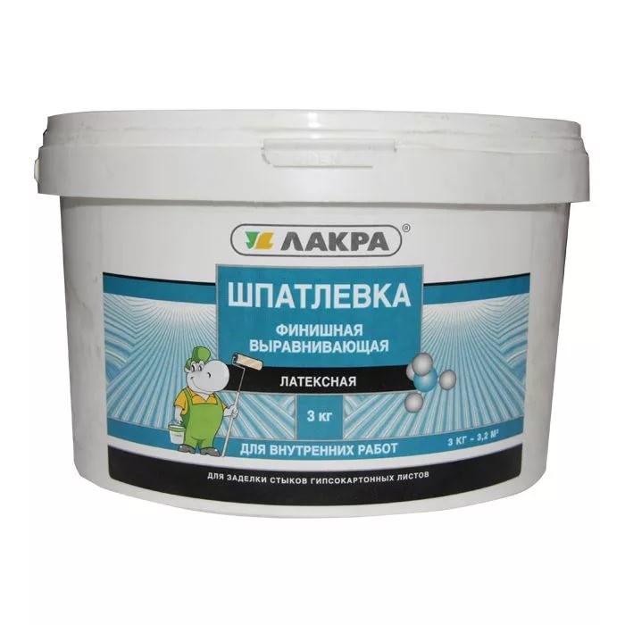 Шпатлевка "Лакра" для гипсокартона Финишная, Латексная 3 кг