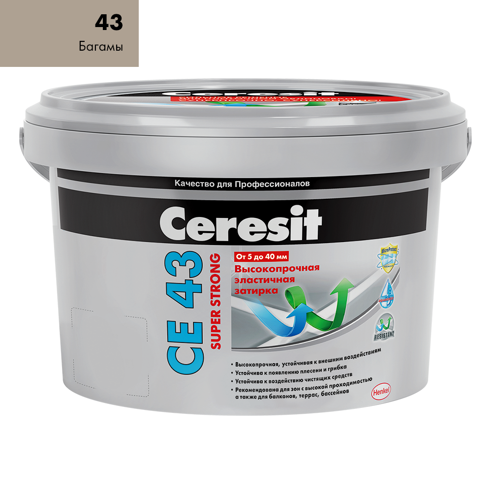 Затирка "Церезит" Aquastatic СЕ40 Багама Бежевая ( №43 ) 2 кг( ведро )