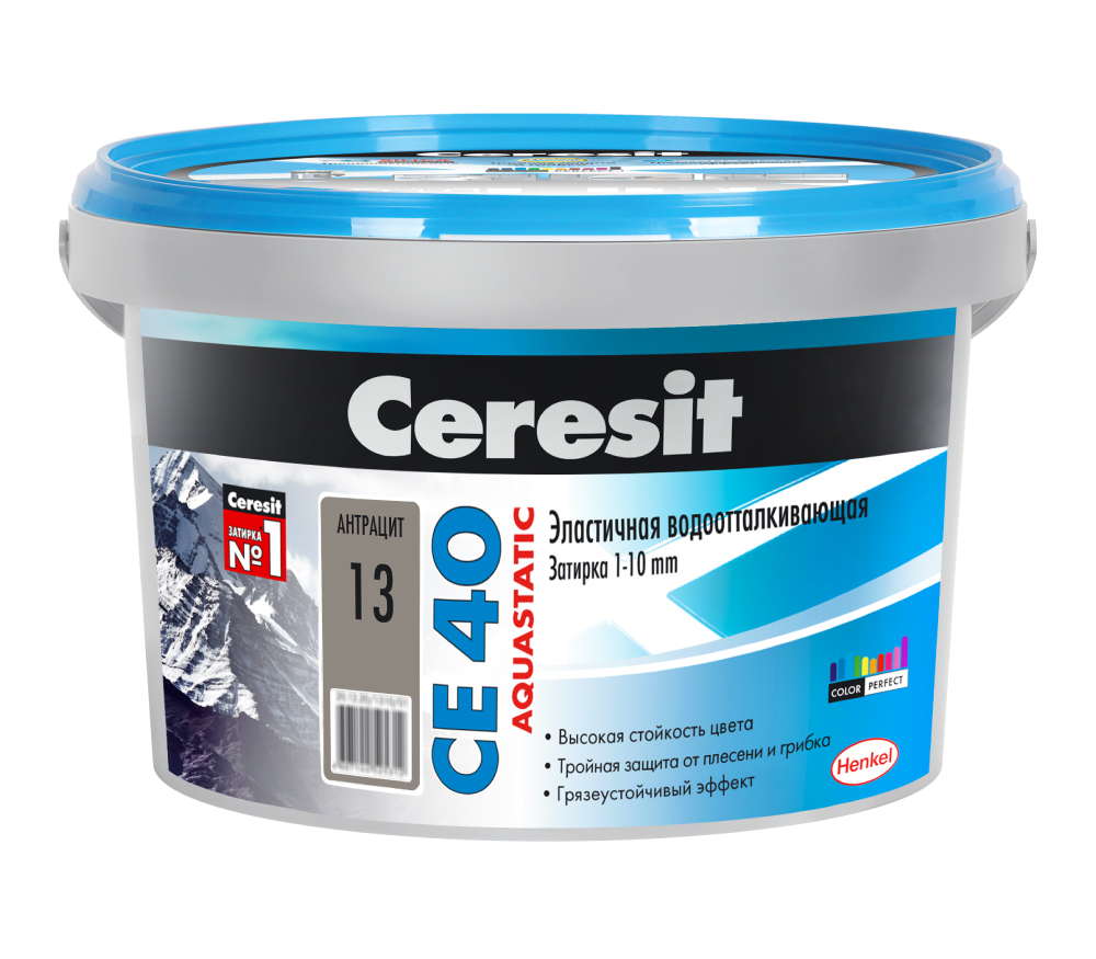 Затирка "Церезит" Aquastatic СЕ40 Антрацит (№13) 2 кг( ведро) заказ
