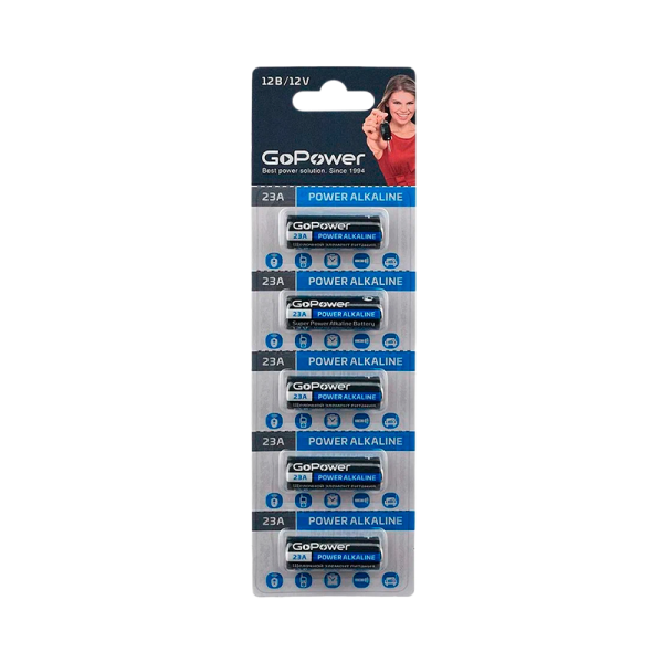 Батарейка GOPOWER алкалиновая LR23/V23GA/A23/MN21 BL5 12V 5шт