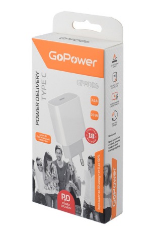 Устройство зарядное GOPOWER GPPD06 Type-C 20W PD3.0 белый