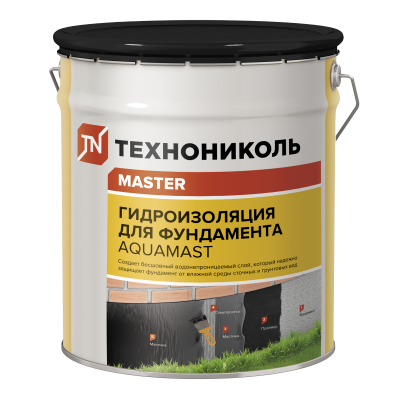 Мастика битумная "Технониколь" AquaMast гидроизоляция для фундамента (18 кг)