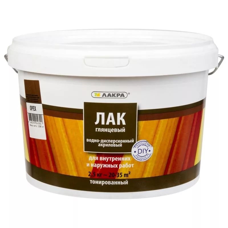 Лак в/д "Лакра" тонированный Орех 2,5 кг