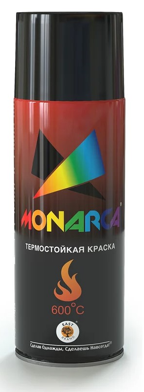 Краска аэрозольная "Monarca" термостойкая черный