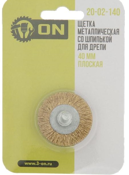 Щетка для дрели ON 20-02-140, со шпилькой, плоская, 40 мм 5425624