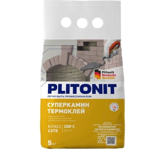 ТермоКлей "Plitonit" СуперКамин для облицовки печей (5 кг)