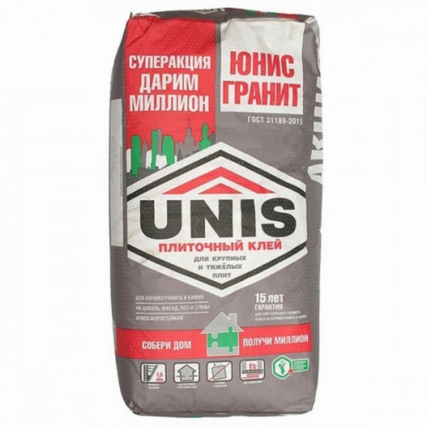 Клей для плитки "Юнис" ГРАНИТ 25 кг.( 48 шт./пал)