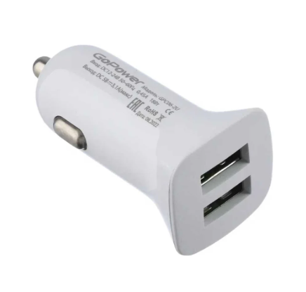 Устройство зарядное автомобильное GOPOWER GPC06-2U 2хUSB 3,1А вх/вых.напряж.12/24В-5В белое