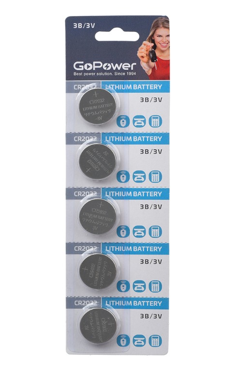 Батарейка GOPOWER литиевая CR2032 BL5 3V 5 шт