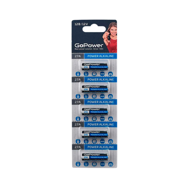 Батарейка GOPOWER алкалиновая LR27/A27/MN27 BL5 12V 5шт