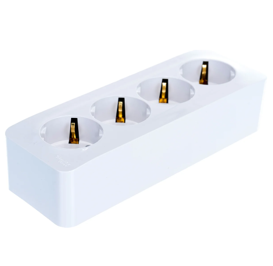 Розетка ОП SYSTEME ELECTRIC Blanca 4-м 16А IP20 с/з, защ.шторки, белый