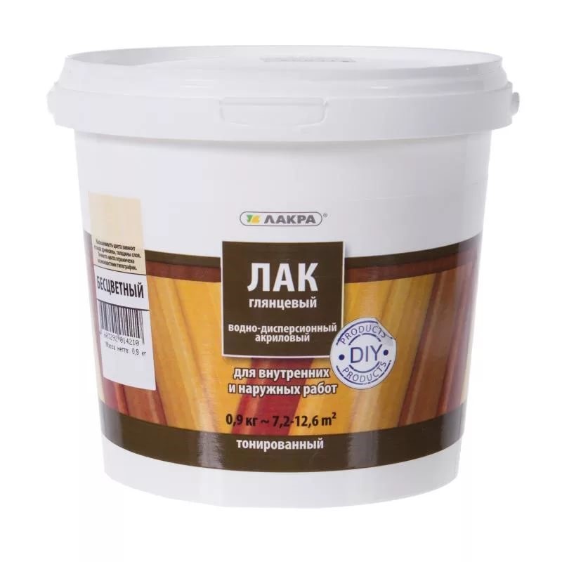 Лак в/д "Лакра" тонированный Бесцветный 0,9 кг
