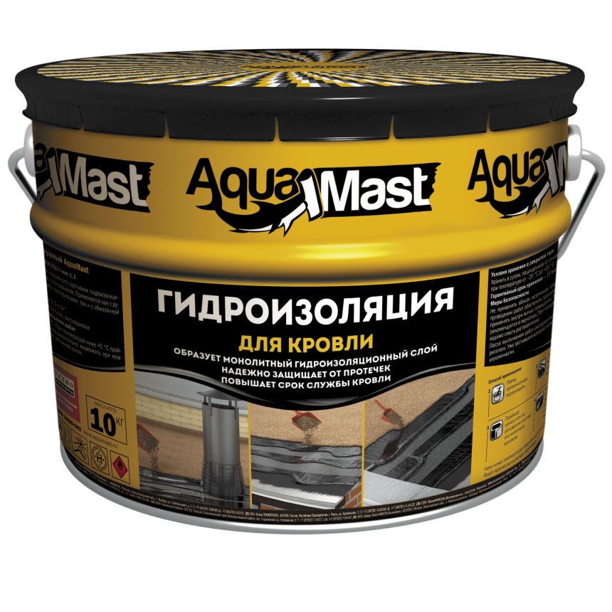 Мастика битумно-резиновая "AquaMast" для кровли 10 кг.