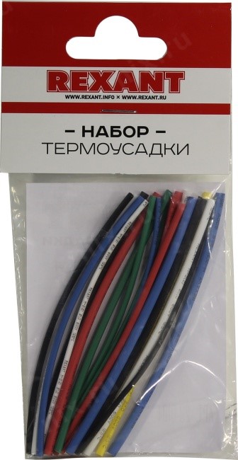 Набор термоусадки REXANT №4 (1/0.5; 2/1; 3/1.5; 4/2; 6/3; 10/5 мм) 2:1, 1уп - 20шт Х 10см