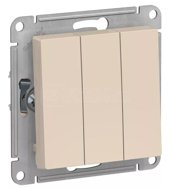 Механизм выключателя СП SYSTEME ELECTRIC Atlas Design 3-кл 10А IP20 (сх. 1+1+1) бежевый