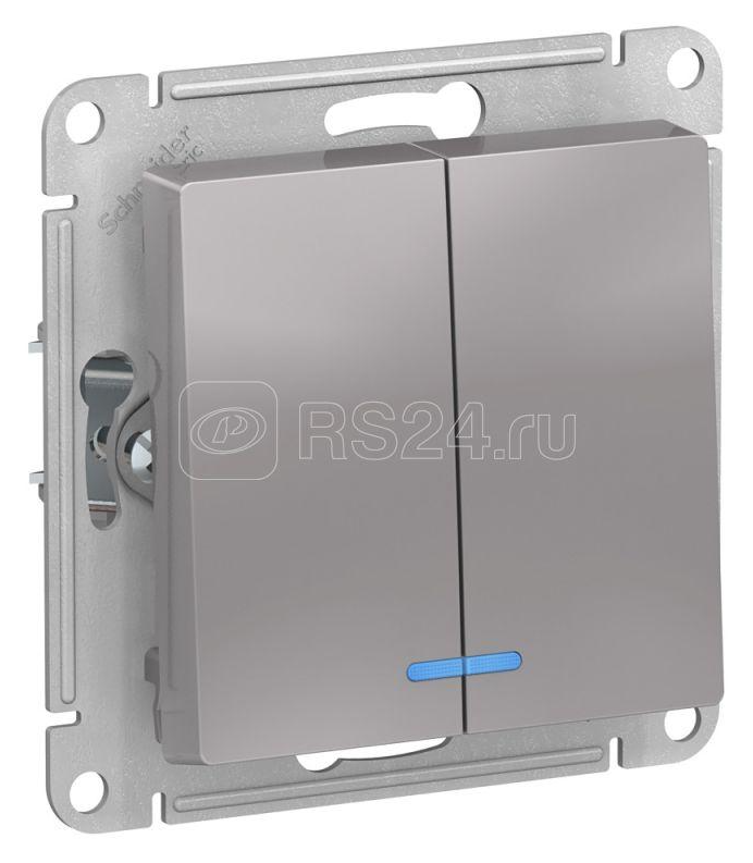 Механизм выключателя СП SYSTEME ELECTRIC Atlas Design 2-кл 10А IP20 с индикатором, алюминий