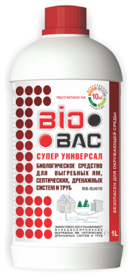 Средство "BIO BAC" для выгребных ям, септических, дренажных систем, труб 1,0 л. ( на 4м3.) BB-U365