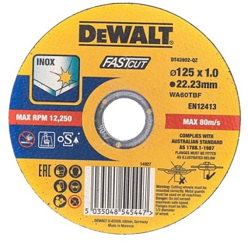 Диск отрезной по металлу "DeWalt" 125х1 мм